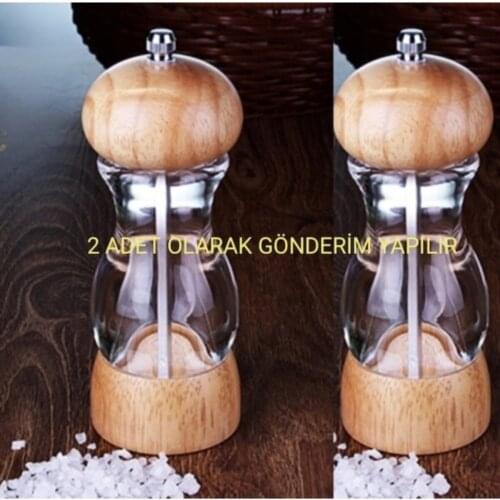 2 Set With Bamboo Lid Acrylic Salt Pepper Mill Grinder Mill Dğrm-tz