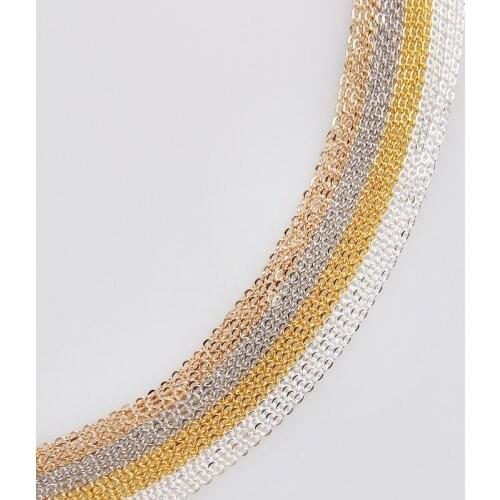 5m/lot 0.3x1.3x1.3mm Metal Necklace Chains Silver/Rose Gold Color Bulk Iron Fit Bracelet Findings For DIY Jewelry Making