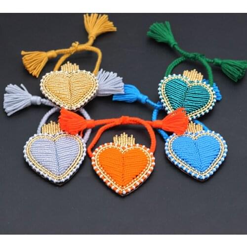 Fashion simple rice beads hand-stitched heart-shaped bracelet temperament hand-stitched rice beads particles bracelet 863