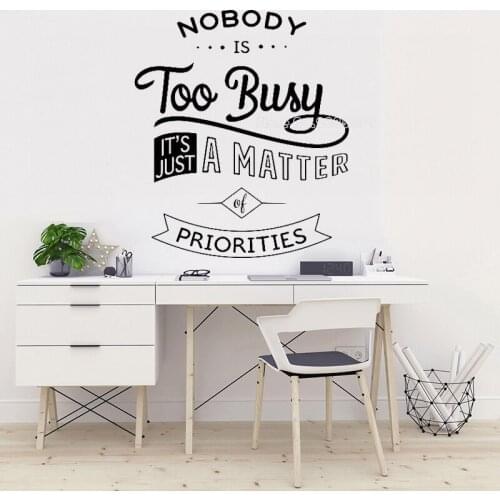 Teamwork Excitation Wall Decal Nobody Is Too Busy Phrase Wall Sticker Office Wallpaper Office Creative Interior Decoration LL809