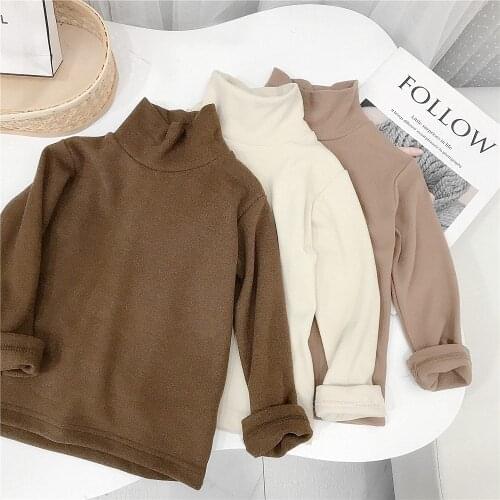New Girls Autumn T-shirt Baby Infants Kids Children Long Sleeve High Collar Tops T-shirts Basic Tee ADK398