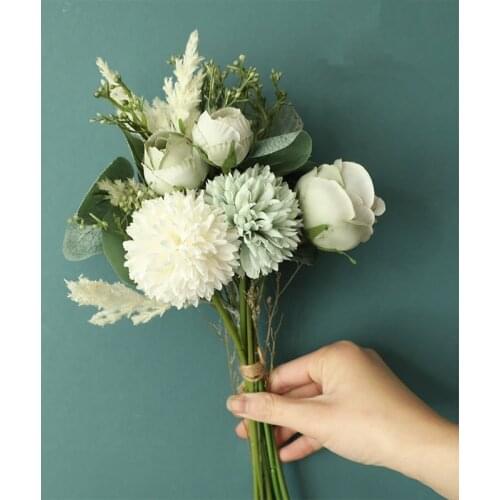 NEW hand flowers made with Eucalyptus leaves+grass and artificial flowers, wedding home decor flores
