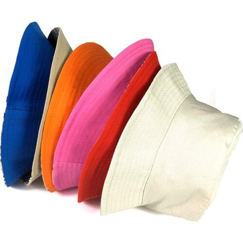 Women Summer Bucket Hat Foldable Simple Fashion Sun Prevent Hats Colorful Cotton Fisherman Cap Hunting Men Sun protection Caps