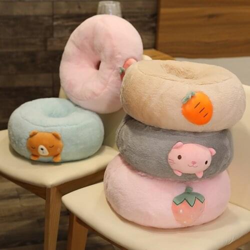 Donut Animals Pillows Stuffed Round Food Plush Pillow Seat Cushion Decor Pig Bear Penguin Chick Dog Birthday Gifts Adults Child