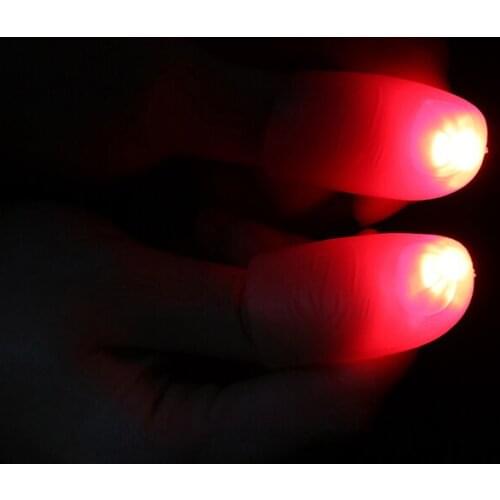 Hot 2Pcs party magic light up glow thumbs fingers trick appearing light Close Up New