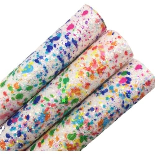 Rainbow Confettis Chunky Glitter Vinyl Fabric Sheet Felt Backing Synthetic Leather Faux Vinil Bows Earrings DIY A4 SIZE 6S66B