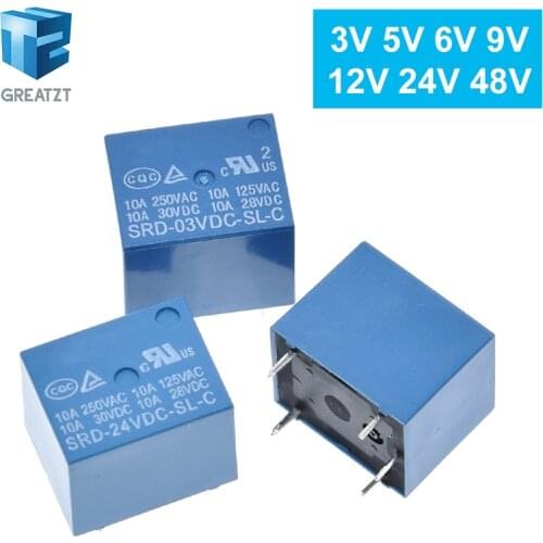 Relays SRD-03VDC-SL-C SRD-05VDC-SL-C SRD-06VDC-SL-C SRD-09VDC-SL-C SRD-12VDC-SL-C 3V 5V 6V 9V 12V 24V 48V 10A 250VAC 5PIN