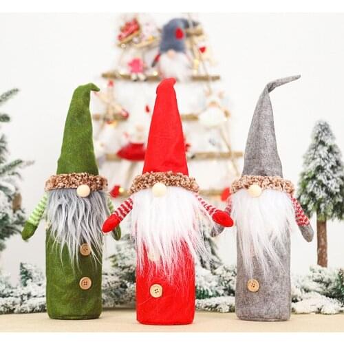 Christmas Faceless Doll Wine Bottle Cover Ornaments Christmas Decorations for Home Champagne Bottle Ornament Navidad 2022