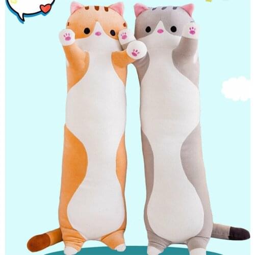 Cute Soft Long Cat Boyfriend Pillow Plush Toys Stuffed Pause Office Nap Sleep Pillow Cushion Gift Doll for Kids Girls #1222