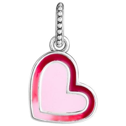 925 Sterling Silver Valentine Day Jewelry Loved Heart Beads Fit Charm Bracelet & Necklace Color Enamel Beads for Jewelry Making