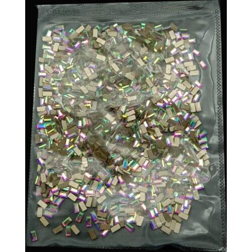 Wholesale 1440pcs/bag Nail Art Rhinestones Crystals Glass AB Flat Bottom Rectangle Stones For 3D Nails Decoration Accessories