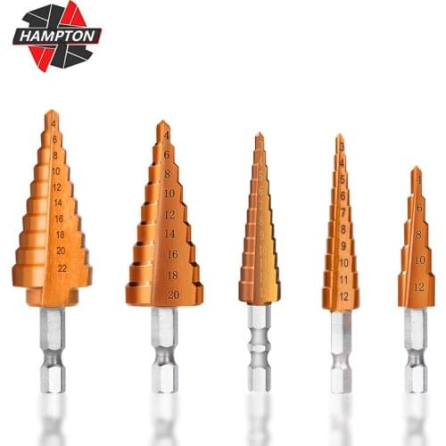 3-12/13mm 4-12/20/22/32mm HSS Step Drill Bit Hex Shank TiCN Coated Straight Groove Wood Metal Hole Cutter Drill Bit Set