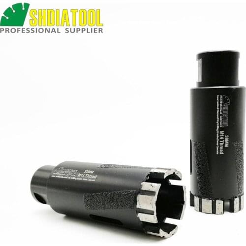 SHDIATOOL 2pcs Laser Welded Dia 38mm Diamond Dry Drilling Core Bits Side Protection M14 Thread hard granite marble Drilling bits