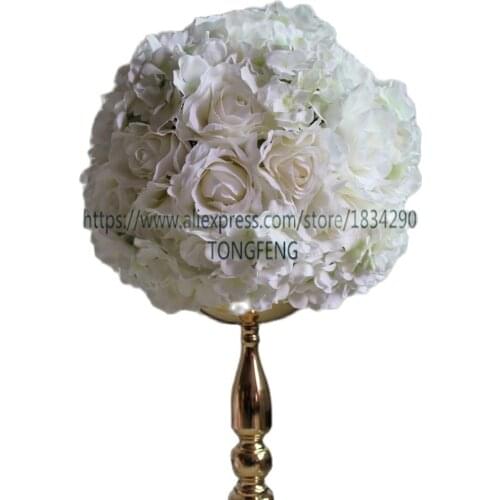 TONGFENG Ivory 35cm 8pcs/lot Artificial silk Rose Hydrangea flower wedding decoration kissing ball Table centerpiece flower