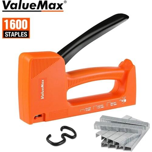 ValueMax Light Duty Staple Gun Manual Stapler Upholstery Type 53 Nail Gun Furniture Tool with 1600PC Staples