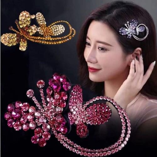 5 Colors Butterfly Shape Shinning Hair Clip Elegant Charming Women Daily Dinner Party Hairpins Head Decoration