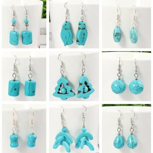 Vintage Bohemian Natural Stone Beads Big Butterfly Leaf Stars Hearts Dangle Earrings for Women Flowers Tassel Drop Earrings Gift