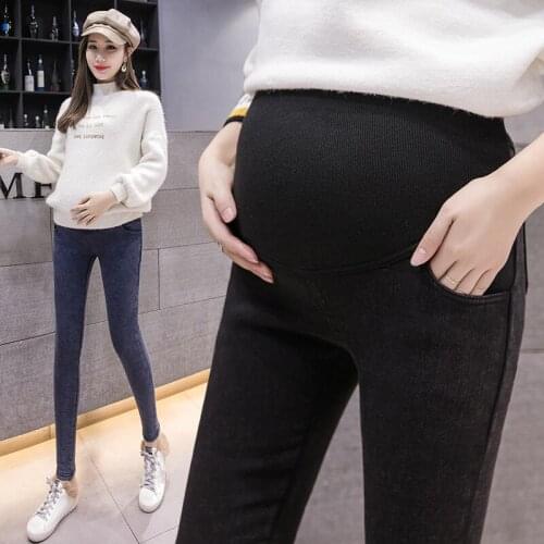 Maternity Winter Thickening Clothes For Pregnant Women Trousers High Waist Warm Pregnancy Pants Maternity jeans