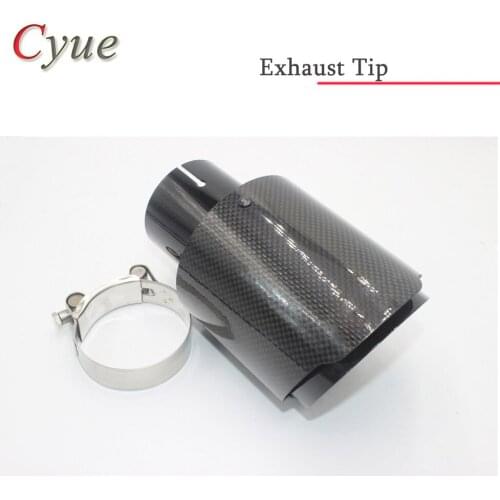 1 PCS Universal Exhaust Tip glossy carbon fibre + Black Paint exhaust muffler tip For