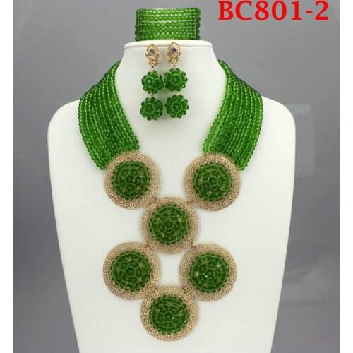 2020 Brand Unique Design Fashion Dubai Color Jewelry Set High Quality Nigerian Wedding African Beads Jewelry Set BC801-1