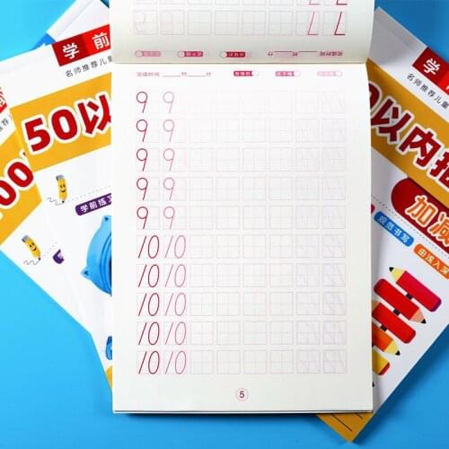 5 Books/Set Within 10/20/50/100 Addition And Subtraction Children addition and subtraction Learning Math Numbers 0-10 Copybook