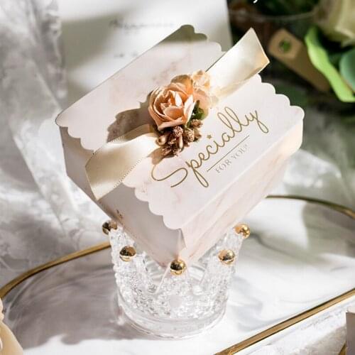 50Pcs/Lot Wedding Candy Box Grey Marble Flowers Christmas Chocolate Packaging Gift Bag Party Supplies