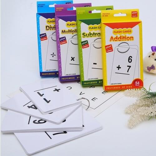 Child learning toy educational flash math teach cards of addition subtraction multiplication division 54pcs set school supplie