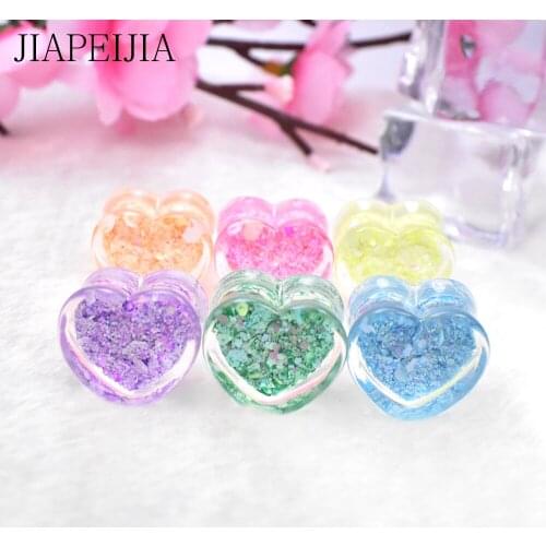 6-25mm Heart-shaped Acrylic Ear Gauges Tunnels and Plug Body Piercing Jewelry Expander Studs Stretching