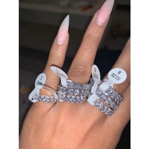 9 Styles Handmade Promise Band ring 925 Sterling silver AAAAA cz Engagement Wedding Band Rings for women men Fashion Jewelry