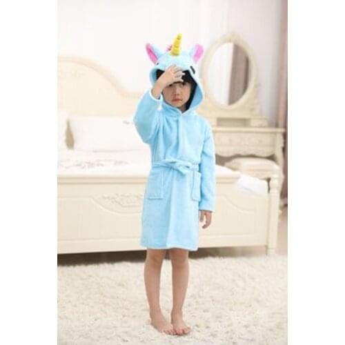 New Kids Hooded Sleepwear Baby Girls Winter Flannel Unicorn Bathrobes Children Pajamas Animal Cartoon Kigurumi Bath Robe