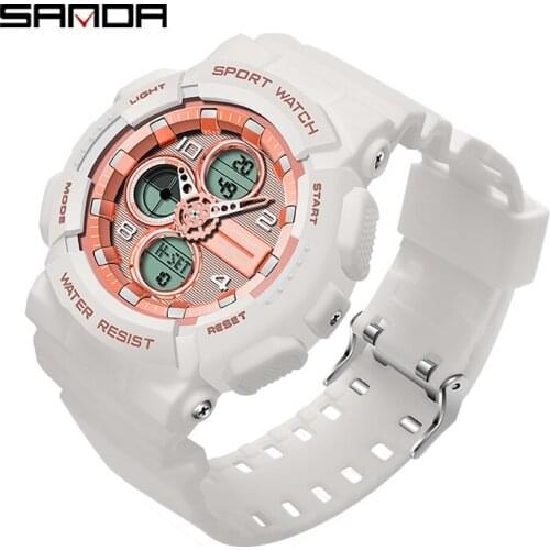SANDA New Luxury Women Sport Digital Watch Multifunction Waterproof Watches Digital Ladies Clock Casual Relogio Feminino 6027