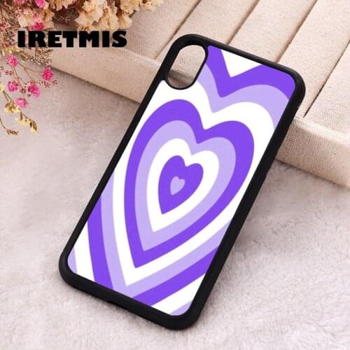 Iretmis 5 5S SE 2020 Phone Cover Case for iPhone 6 6S 7 8 Plus X Xs XR 11 12 Mini Pro Max Silicone TPU Heart purple