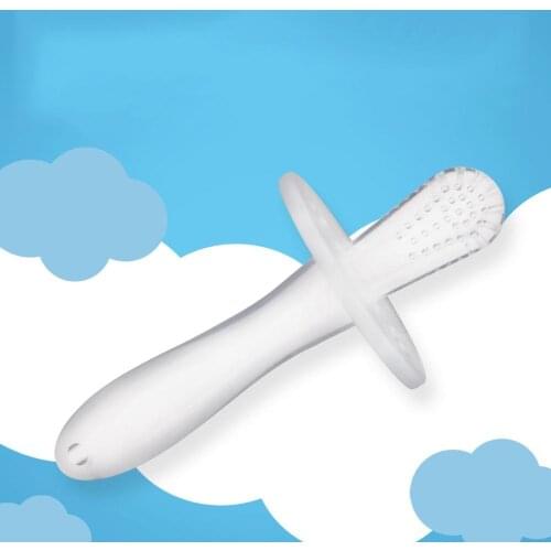 Baby Handheld Soft Silicone Clear Teether Teething Dental Care Cleaning Device Tooth Brush Dental Care Gifts Chew Toys Children