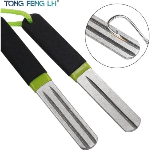 Double Side Hook Hone Fishing Hook File Line Stripper Knife Sharpener Mini Diamond Sharpening Tool Fishing Accessory