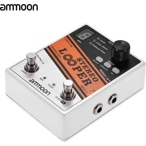 Ammoon STEREO LOOPER Guitar Pedal 10 Independent Loops Electric Guitar Effect Pedal 10min Recording Time Unlimited Overdubbing