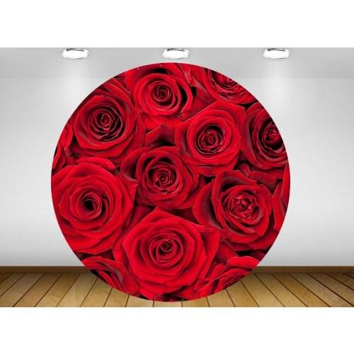 Round circle background backdrop red rose wedding flower floral bridal shower birthday party decor candy table fabric YY-210