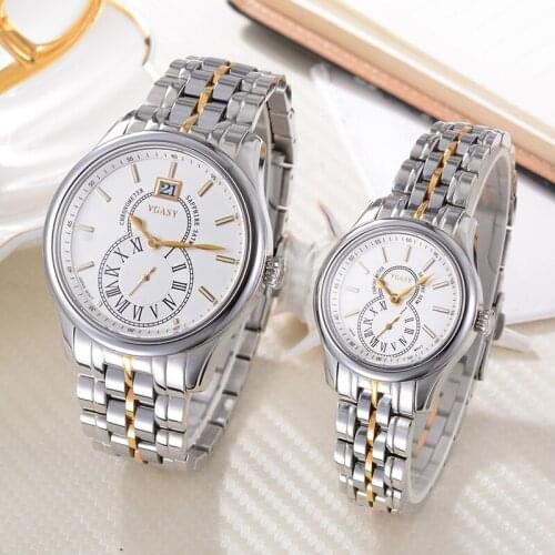 VGASY bully-boy couples on the table series mens and womens leisure business calendar waterproof retro series wrist watches