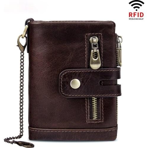 Mens leather rfid anti-theft brushed leather wallet multi-card slot Crazy Horse leather retro mens money