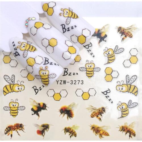 Nail Art Stickers Water Decals Cute bee Nail Art Decorations For Manicure Accessories Watermark Design