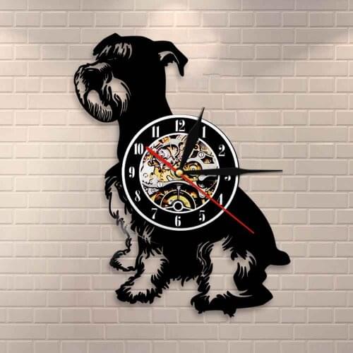 Giant Schnauzer Dog Breed Vinyl Record Wall Clock Mini Schnauzer Dog Canine Wall Clock Dog Pet Owener Dog Lovers Breeders Gift