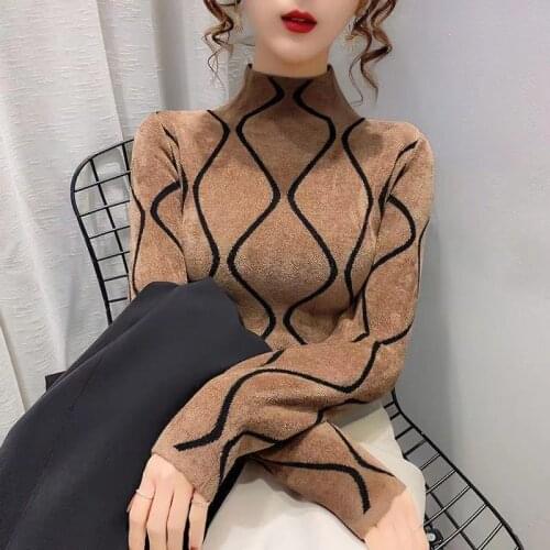 2021 new autumn and winter warm half-high collar western style inner bottoming shirt women