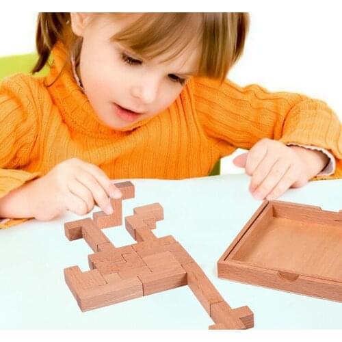 New Quality IQ Wooden Puzzles Game Logic Brain Teaser Tangram for Children Adults