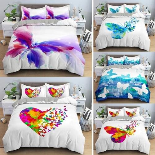 New Hot 3d Digital Printed Butterfly Bedding Set EU/US/AU/UK Size 2/3pcs Duvet Cover Bedroom Decor
