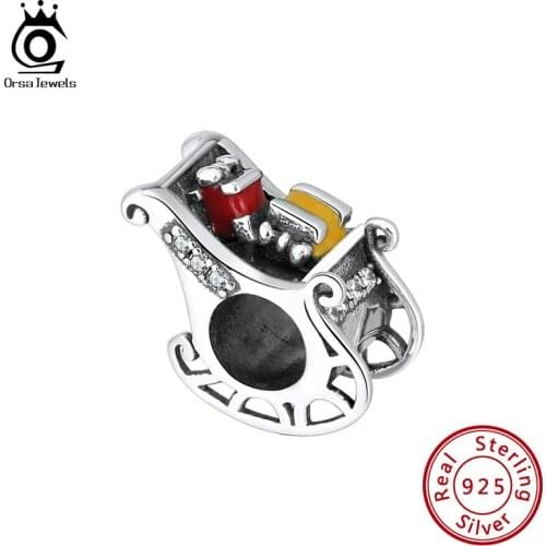 ORSA JEWELS 925 Sterling Silver Vintage Punk Whistle Charm for Bracelets Cool Women Men Couple DIY Beads Jewelry CB25