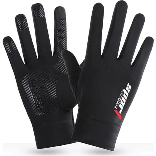 Outdoor Cycling Gloves Unisex Ice Silk Sunscreen Fishing Gloves Breathable Quick-Drying Non-Slip Full-Finger Touch Screen Gloves
