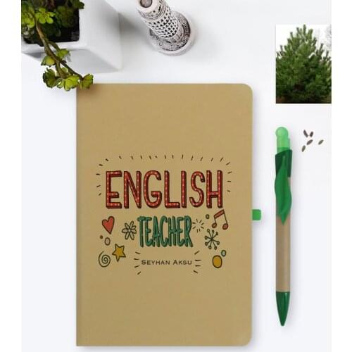 Personalized English Teacher Environmentalist Notebook and Seeded Pen Set-5