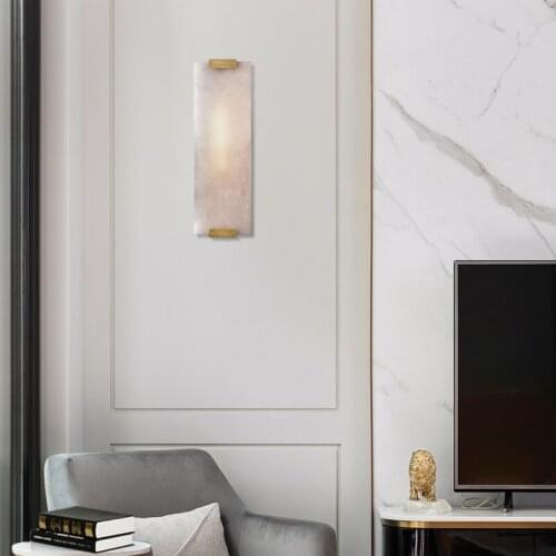 Postmodern creative natural marble living room wall lamp art bedside bedroom designer model room study wall lamp