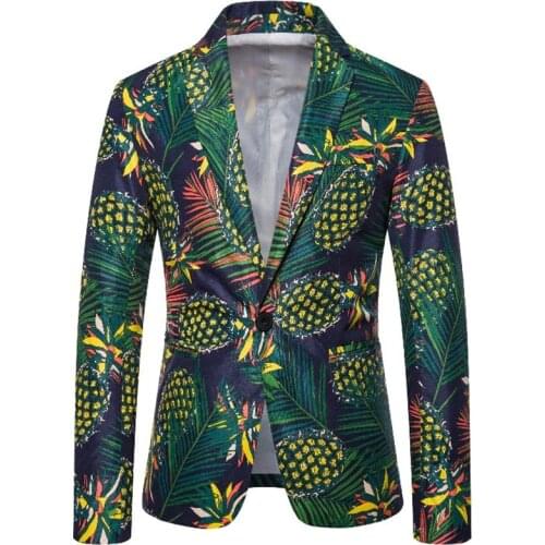 Casual Suit Jacket 2021 Africa Pineapple Print Hawaiian Suit Style Flower Series Fashion Printing Single-Breasted Casual Top