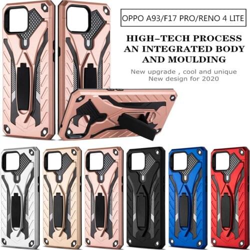 Shockproof Armor Phone Case For Oppo A93 F17 Pro RENO 4 LITE realme3Pro F9 A7x C15 Bracket Anti-Fall Cover Silicon Bumper Case
