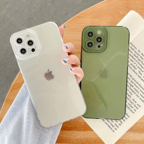 Vintage Ctystal Clear Solid Color Phone Case For iPhone 12 Pro Max 11 Pro Max XS Max XR X 7 8 Plus Fundas Soft TPU Back Cove